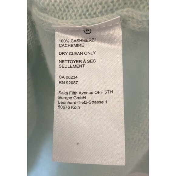 Sax Fifth Avenue 100% Cashmere Mint Green V Neck Sweater XS Old Money Soft Cozy - Picture 8 of 12